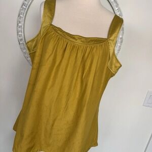 J Jill L Petite Square Neck Sleeveless Tank Top Silk Blend Mustard Feminine Soft